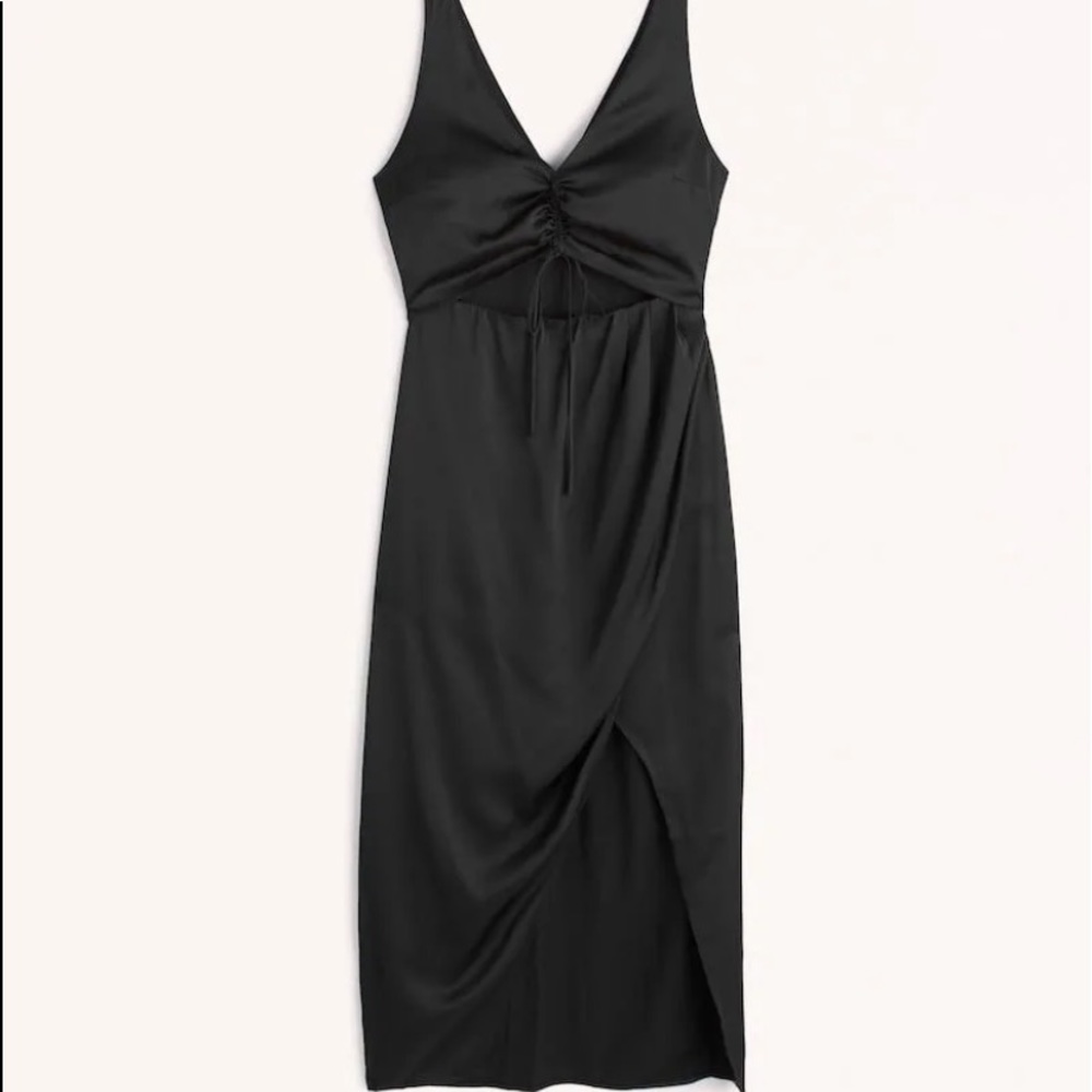 A&F Black cinch front midi dress